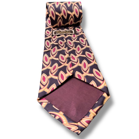 Britches of Georgetown Navy Burgundy Geometric Silk Tie Made‎ in USA Vintage - Picture 3 of 7